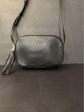 Kate Spade Astrid Black Pebbled Leather Crossbody Camera Bag 8” W X 5.5” H